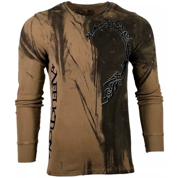 Affliction Other - AFFLICTION Men's Thermal Shirt DARK NIGHT Biker Skulls Tattoo S-5XL